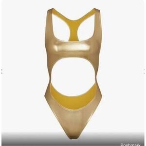 SKIMS Signature Swim Cut Out Monokin One Piece Swimsuit Women's 2XL Metallic